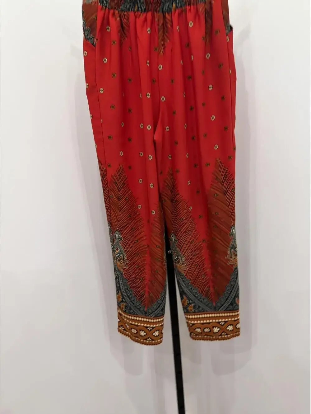 Red Printed Two-Piece Matching Set Top and Pants XS